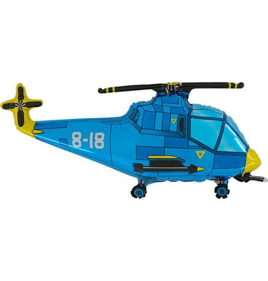 Grabo MINI Vrtulník modrý 14"/35cm fóliový balónek nafukovací