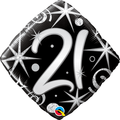 Qualatex Diamant - Černé 21. narozeniny 18"/46cm fóliový balónek