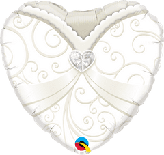 Qualatex Srdce - Svatební šaty 18"/45cm fóliový balónek