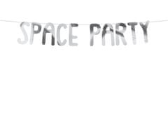 PartyDeco Závěsný baner "Space party" stříbrný