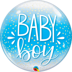 Qualatex Bublina - BABY BOY modrá a konfety 22"/56cm