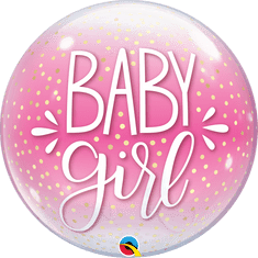 Qualatex Bublina - BABY GIRL růžová a konfety 22"/56cm