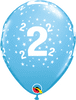 Potisk číslo 2 modrý 11"/28cm - 6ks Balónek Qualatex