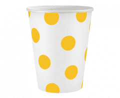GoDan Kelímky papírové EKO - ,,Žluté puntíky" bílé FSC, 250 ml, 6 ks