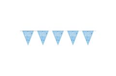 Unique Girlanda vlaječková modro-stříbrná Happy Birthday, 274 cm