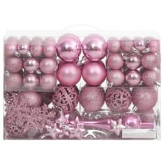 shumee 111dílná sada vánočních ozdob růžová polystyren
