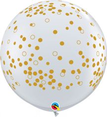 Qualatex zlaté konfety 3'/91cm latexový balónek 1ks