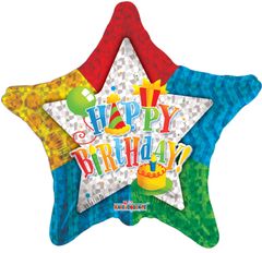 Kaleidoscope Hvězda - Birthday Party 18"/46cm fóliový balónek
