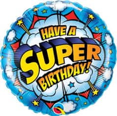 Qualatex Kruh - HAVE A SUPER BDAY! 18"/45cm fóliový balónek
