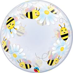 Qualatex Bublina DECO - Včelky a květy 24"/61cm