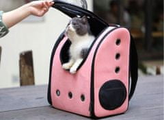 Korbi Přepravní taška pro psa nebo kočku, vesmírný batoh, světle růžová