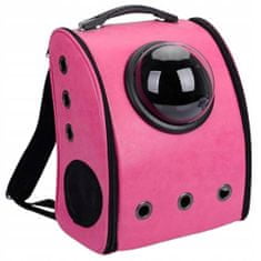 Korbi Přepravní taška pro psa nebo kočku, vesmírný batoh, tmavě růžová