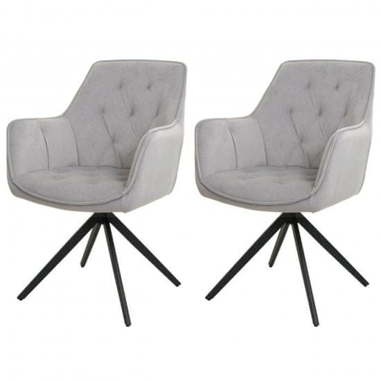 MCW Sada 2 jídelních židlí L80, kuchyňská židle čalouněná židle s područkami, otočná, kovová tkanina/textil
