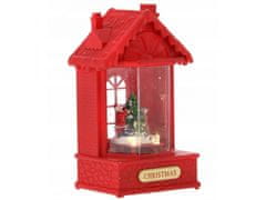 sarcia.eu Vánoční LED lucerna, červený domeček, hrací skříňka 12x9x19,5cm 