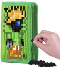 CurePink Školní pouzdro Minecraft: Zelené pixely (19 x 15 x 3 cm)
