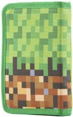 CurePink Školní pouzdro Minecraft: Zelené pixely (19 x 15 x 3 cm)