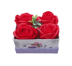 Ostatní Mýdlové květy růží 4ks Červená box