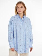Tommy Hilfiger Modrá dámská pruhovaná oversize košile Tommy Hilfiger S