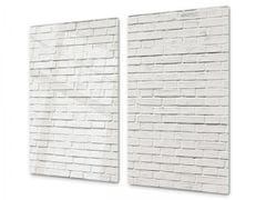 Glasdekor Ochranná deska bílá cihlová zeď - Ochranná deska: 40x40cm, Lepení na zeď: S lepením na zeď
