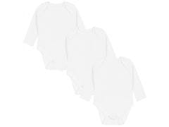 sarcia.eu 3x Klasické bílé body s dlouhým rukávem, OEKO-TEX 0-1 m 56 cm