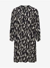 Fransa Krémovo-černé vzorované košilové šaty s tříčtvrtečním rukávem Fransa 54