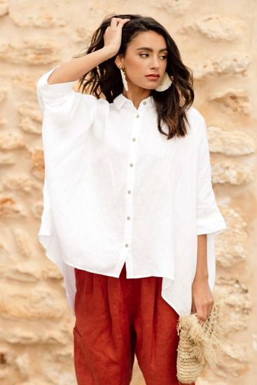 Magic Linen Lehká lněná košile HANA v bílé barvě Velikost: L/XL