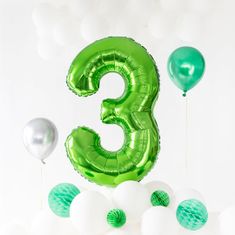 PartyPal Fóliový balón číslo 6 zelený 100cm