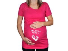 Divja Růžové těhotenské tričko s nápisem Nesahat, kopu