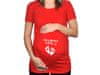 Červené těhotenské tričko s nápisem Nesahat, kopu