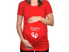 Divja Červené těhotenské tričko s nápisem Nesahat, kopu