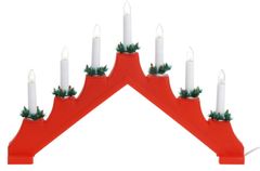 HOMESTYLING Vánoční dekorace LED svícen 7 svíček červená