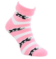 OXSOX OXSOX dámské bavlněné froté pruhované ponožky kočky 6500123 2-pack, růžová/modrá, 35-38