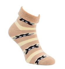 OXSOX OXSOX dámské bavlněné froté pruhované ponožky kočky 6500123 2-pack, béžová/šedá, 35-38