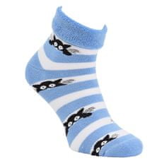 OXSOX OXSOX dámské bavlněné froté pruhované ponožky kočky 6500123 2-pack, růžová/modrá, 39-42