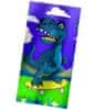 Plážová osuška fialová 75x150cm - Modrý dinosaurus na skateboardu
