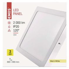 Emos 4 + 1 zdarma – LED panel přisazený bílý, 24W teplá bílá