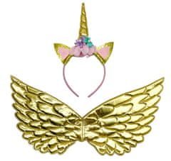 Unicorn Zlatá křídla a čelenka - Zlatý jednorožec
