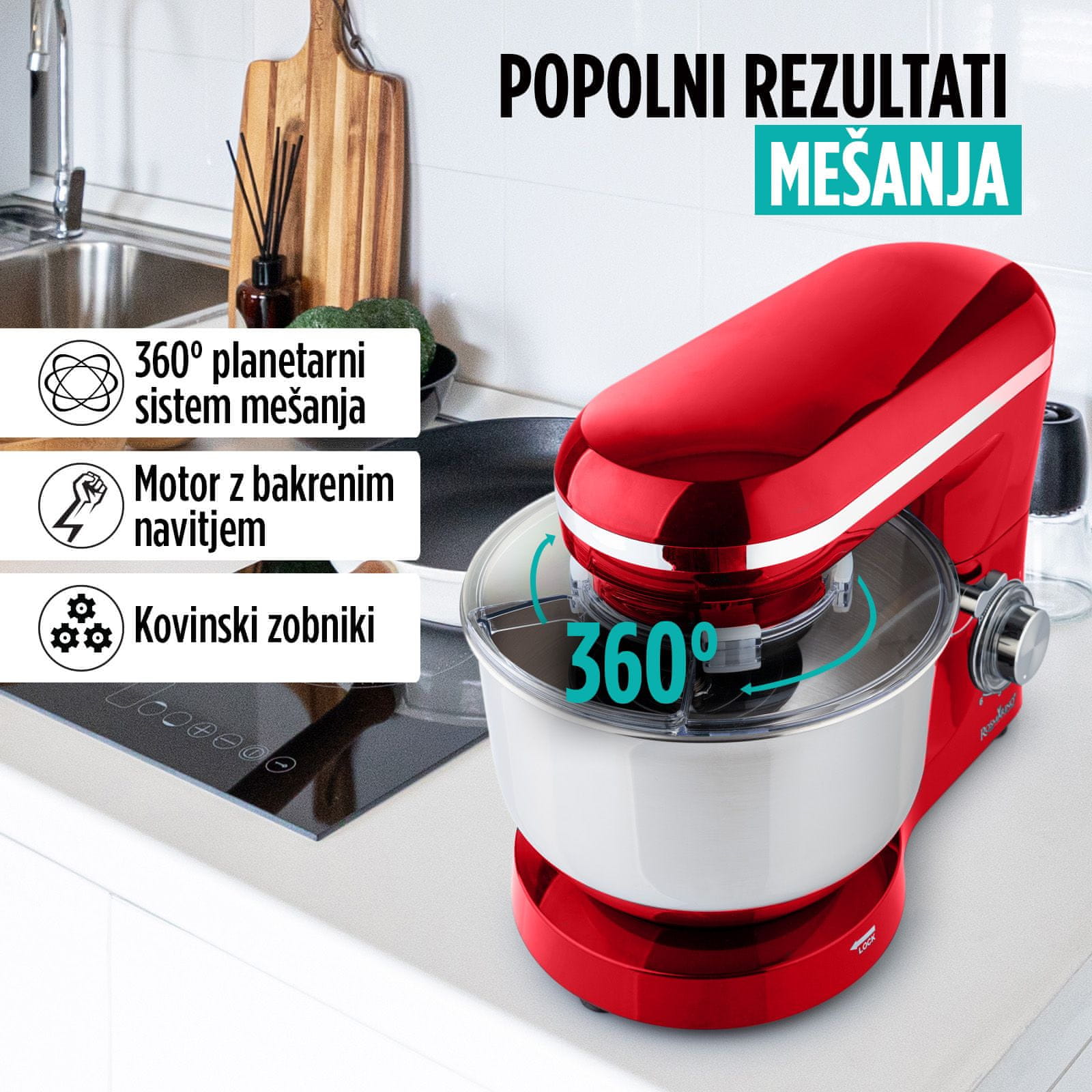  Rosmarino Infinity Pro kuhinjski robot, 1400 W, rdeč 