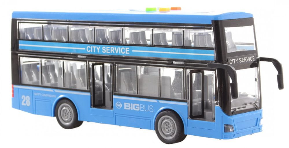 Levně Lamps Autobus dvoupatrový modrý na baterie