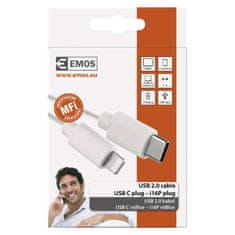Emos Nabíjecí a datový kabel USB-C 2.0 / Lightning MFi, 1 m, bílý