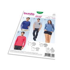 Burda Střih Burda 6602 - Jednoduché tričko, tričko s kapucí, tričko s dlouhým rukávem, pánské tričko