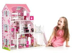 LEBULA Dřevěný domeček pro panenky s výtahem xxl skluzavka ECOTOYS