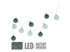 LED řetěz 10ks diod skleněné kouličky větší, modrá, sv. modrá