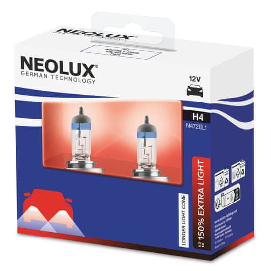 NEOLUX NEOLUX H4 12V 60/55W P43t Extra Light plus 130procent 2ks N472EL1-2SCB