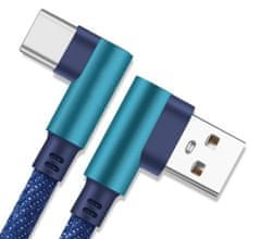 Kaxl Nabíjecí kabel úhlový USB-A, USB-C, 1m, modrý