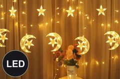 CoolCeny Vánoční LED světelný závěs – měsíc - Bílá