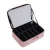 Kosmetický kufřík Toaletní taška Make Up Bag Make Up Case Cestovní taška Beauty Case, zrcadlo s LED pásky a nastavitelným teplem světla - Makeupbox, růžová