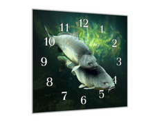 Glasdekor Nástěnné hodiny kapr 30x30cm IV - Materiál: kalené sklo