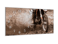 Glasdekor Nástěnné hodiny motorka na trati 30x60cm - Materiál: plexi