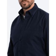OMBRE Pánská látková košile Oxford REGULAR V5 OM-SHOS-0108 tmavě modrá MDN123613 L